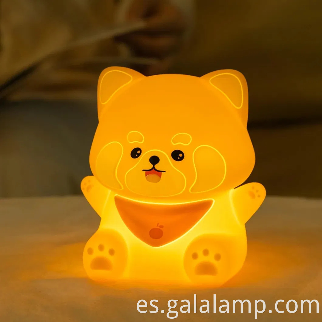 Adorable lámpara táctil de panda roja recargable para habitaciones para niños